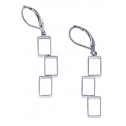 Boucles d'oreilles acier rectangles modernes - hauteur 3cm