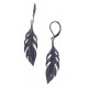 Boucles d'oreille acier noir plumes - hauteur 4cm