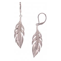 Boucles d'oreille acier rosé plumes - hauteur 4cm