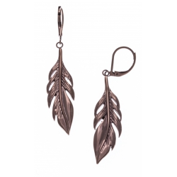 Boucles d'oreille acier café plumes - hauteur 4cm