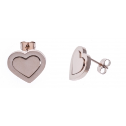 Boucles d'oreille acier rosé cœur - hauteur 1,5cm