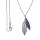 Collier argent rhodié 4g - 2 tons - plumes rhodiée et noire - 40+5cm