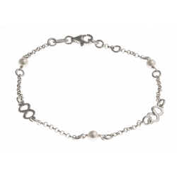 Bracelet argent rhodié 2,7g - infinis - perles SW - 18,5 cm