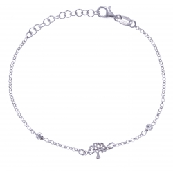 Bracelet argent rhodié 2g-  arbre - 17+3cm