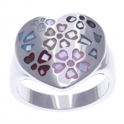 Bague en acier - nacre - émail - T52 à T62