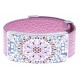 Bracelet acier - nacre - émail - cuir rose - largeur 2cm - longueur 23,5cm