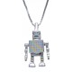 CHIKIBOT - Chikifit - Collier argent rhodié 3g - émail - oxydes de zirconium - maille vénitienne - 50cm