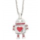 CHIKIBOT - Chikilove - Collier argent rhodié 4,7g - émail - maille forçat - oxyde de zirconium - 38+5cm