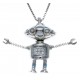 CHIKIBOT - Chikifriendz n°1 - Collier argent rhodié 7,3g - émail - maille vénitienne - oxydes de zirconium - 50cm