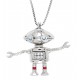 CHIKIBOT - Chikifriendz n°2 - Collier argent rhodié 7,3g - émail - maille vénitienne - oxydes de zirconium - 50cm