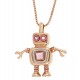 CHIKIBOT - Chikihugz Fille - Collier argent rhodié rosé 3,5g - émail - maille vénitienne - oxydes de zirconium - 40cm réglable