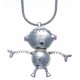 CHIKIBOT - Chikiclubz - Collier argent rhodié 7,6g - émail - oxydes de zirconium - maille serpentine - 45cm