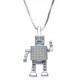 CHIKIBOT - Chikifit - Collier argent rhodié 3g - émail - oxydes de zirconium - maille vénitienne - 50cm