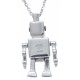 CHIKIBOT - Chikigrrr - Collier argent rhodié 8,1g - émail - oxydes de zirconium - maille forçat - 50cm