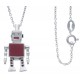 CHIKIBOT - Chikigrrr - Collier argent rhodié 8,1g - émail - oxydes de zirconium - maille forçat - 50cm