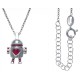 CHIKIBOT - Chikilove - Collier argent rhodié 4,7g - émail - maille forçat - oxyde de zirconium - 38+5cm