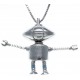 CHIKIBOT - Chikifriendz n°1 - Collier argent rhodié 7,3g - émail - maille vénitienne - oxydes de zirconium - 50cm