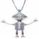 CHIKIBOT - Chikifriendz n°2 - Collier argent rhodié 7,3g - émail - maille vénitienne - oxydes de zirconium - 50cm