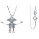 CHIKIBOT - Chikifriendz n°2 - Collier argent rhodié 7,3g - émail - maille vénitienne - oxydes de zirconium - 50cm