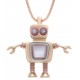 CHIKIBOT - Chikihugz Mère - Collier argent rhodié rosé 11,1g - émail - maille popcorn - oxydes de zirconium - 55cm réglable