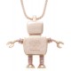 CHIKIBOT - Chikihugz Mère - Collier argent rhodié rosé 11,1g - émail - maille popcorn - oxydes de zirconium - 55cm réglable