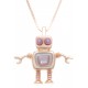 CHIKIBOT - Chikihugz Fille - Collier argent rhodié rosé 3,5g - émail - maille vénitienne - oxydes de zirconium - 40cm