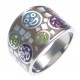 Bague en acier - nacre - émail - smileys - T52 à T62