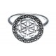 Bague argent rhodié 3,3g - fleur de vie - diamètre 1,5cm - T50 à 60