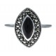 Bague argent rhodié 2,8g - ONYX - marcassites - T50 à 60