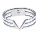 Bague argent rhodié 2,4g - signe V - Taille 50 à 60