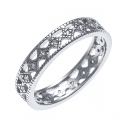 Bague argent rhodié 1,8g - zircons - T50 à T60