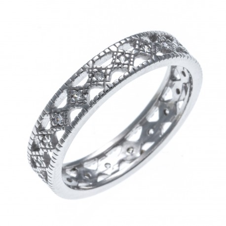 Bague argent rhodié 1,8g - zircons - T50 à T60