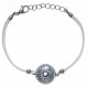 Bracelet acier - nacre - émail - coton blanc - 17+3cm