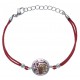 Bracelet acier - nacre - émail - coton rouge - 17+3cm