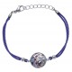 Bracelet acier - nacre - émail - coton violet - 17+3cm