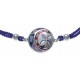 Bracelet acier - nacre - émail - coton violet - 17+3cm