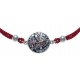 Bracelet acier - nacre - émail - papillon coton rouge - 17+3cm