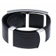 Bracelet acier - émail - nacre - indien - cuir noir - largeur 2 cm - longueur 23