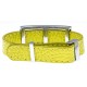 Bracelet en acier - émail - nacre- cuir jaune moutarde - largeur 1cm - longueur