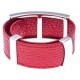 Bracelet acier - émail - nacre - papillon - cuir rouge - largeur 2 cm - longueur