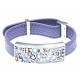 Bracelet en acier - émail - nacre- cuir violet - largeur 1cm - longueur 22cm