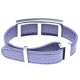 Bracelet en acier - émail - nacre- cuir violet - largeur 1cm - longueur 22cm