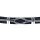 Bracelet acier pour homme - cuir italien noir -  cabler acier - 21cm