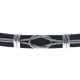 Bracelet acier pour homme - cuir italien noir -  cabler acier - 21cm
