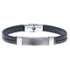 Bracelet acier pour homme - cuir synthétique  - 21 cm