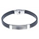 Bracelet acier pour homme - cuir synthétique  - 21 cm
