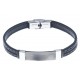 Bracelet acier pour homme - cuir synthétique  - 21 cm