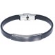 Bracelet acier pour homme - cuir synthétique  - 21 cm