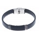 Bracelet acier pour homme - cuir synthétique - cordes - 21cm
