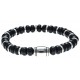 Bracelet acier pour homme - élastique - onyx - 21cm